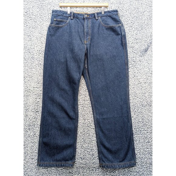 Duluth Trading Co Jeans Mens 38X30 Straight Leg Dark Wash Heavy Weight Work Wear - Picture 1 of 11